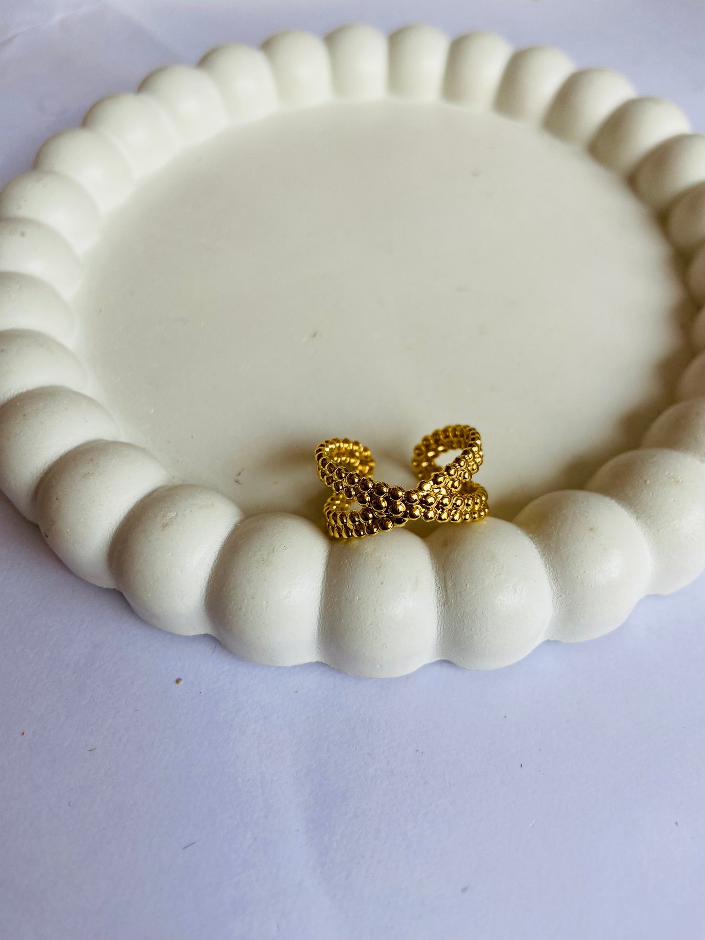 Anti tarnish New cross ring (adjustable)