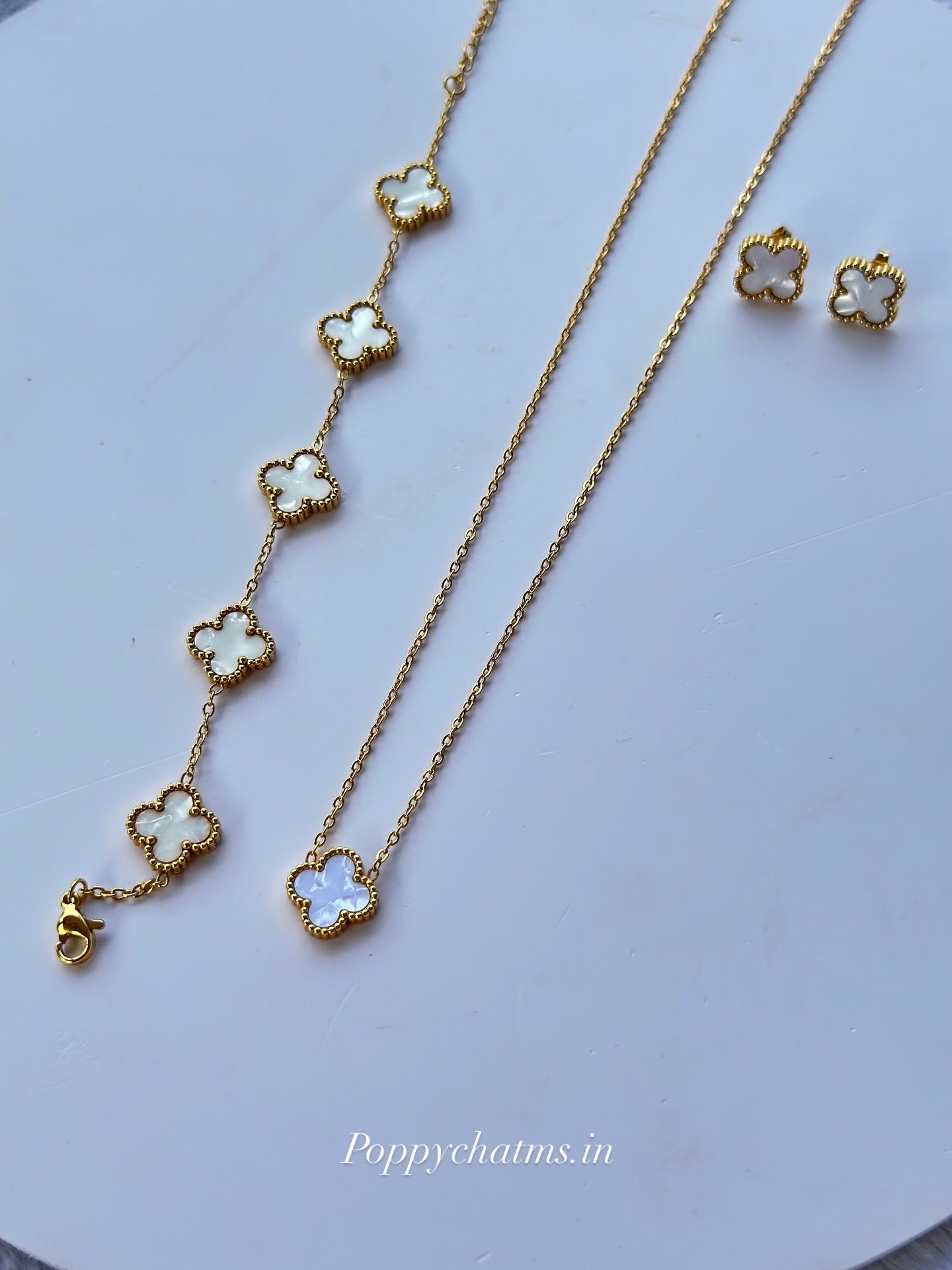 Anti tarnish white clover combo set