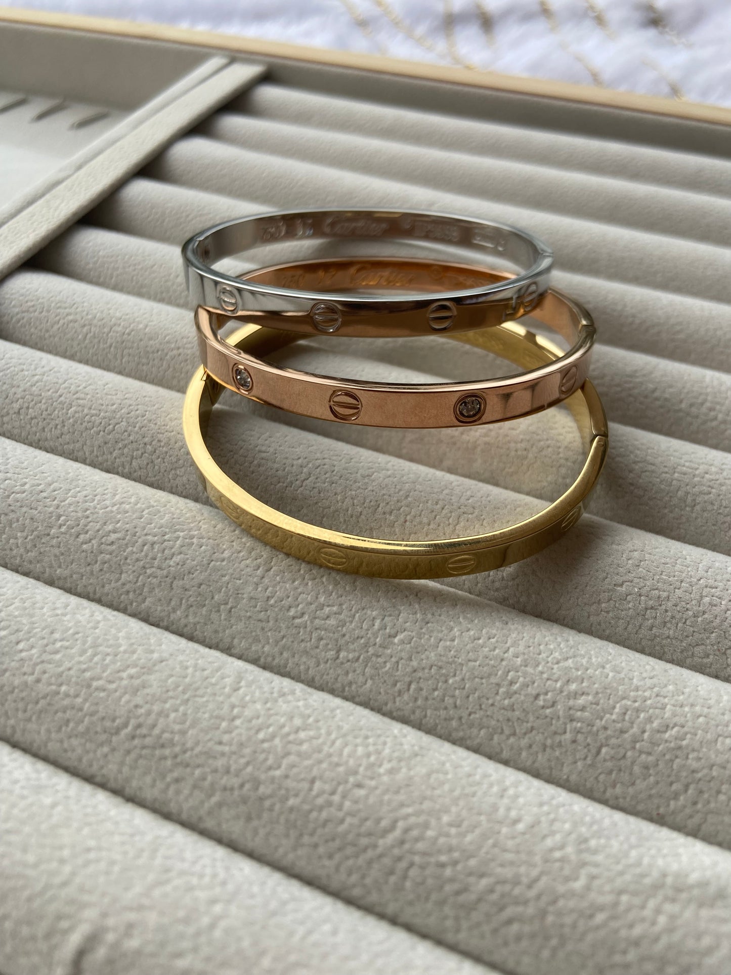 Anti tarnish cartier bangle combo