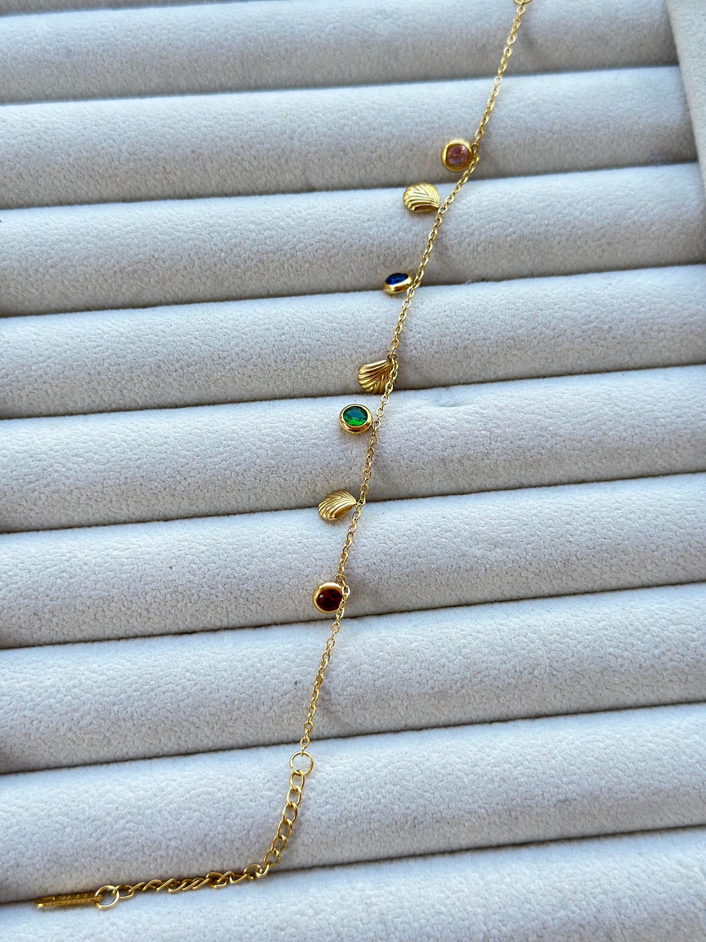 New Anti tarnish ocean shell multi stone bracelet