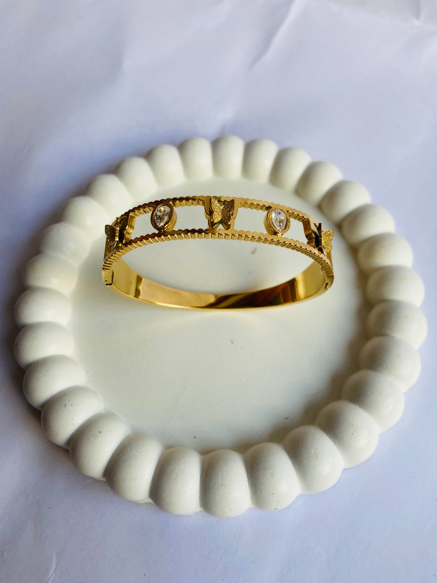 Anti tarnish butterfly stack bangle