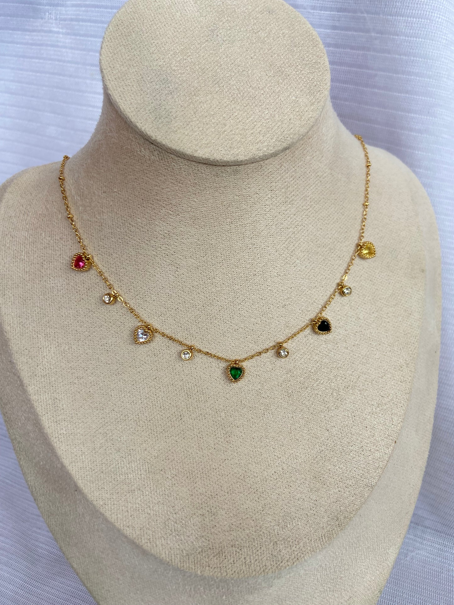 Anti tarnish multi stone necklace
