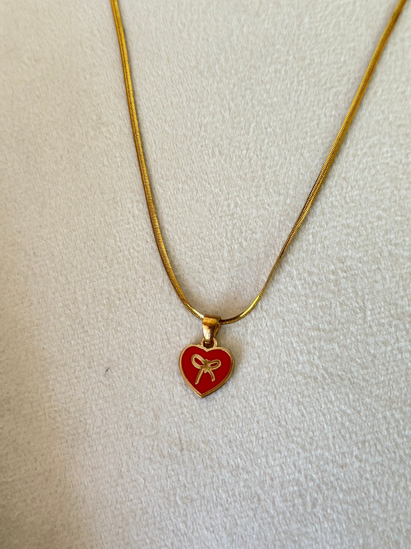 Anti tarnish cute kids heart in snake chain