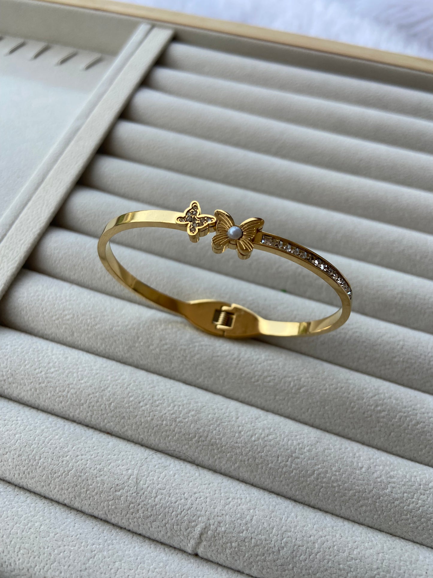 Anti tarnish butterfly bangle