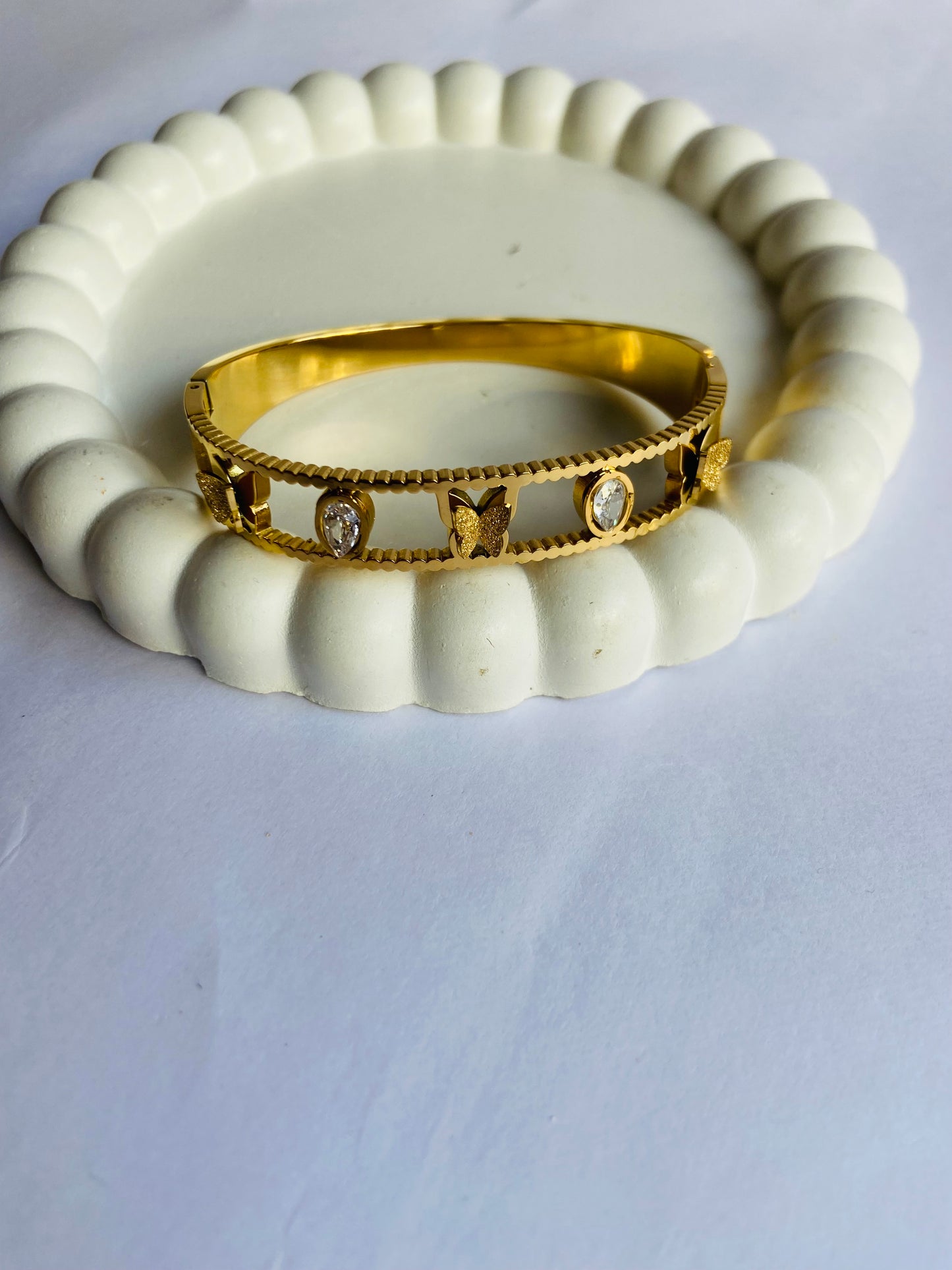 Anti tarnish butterfly stack bangle