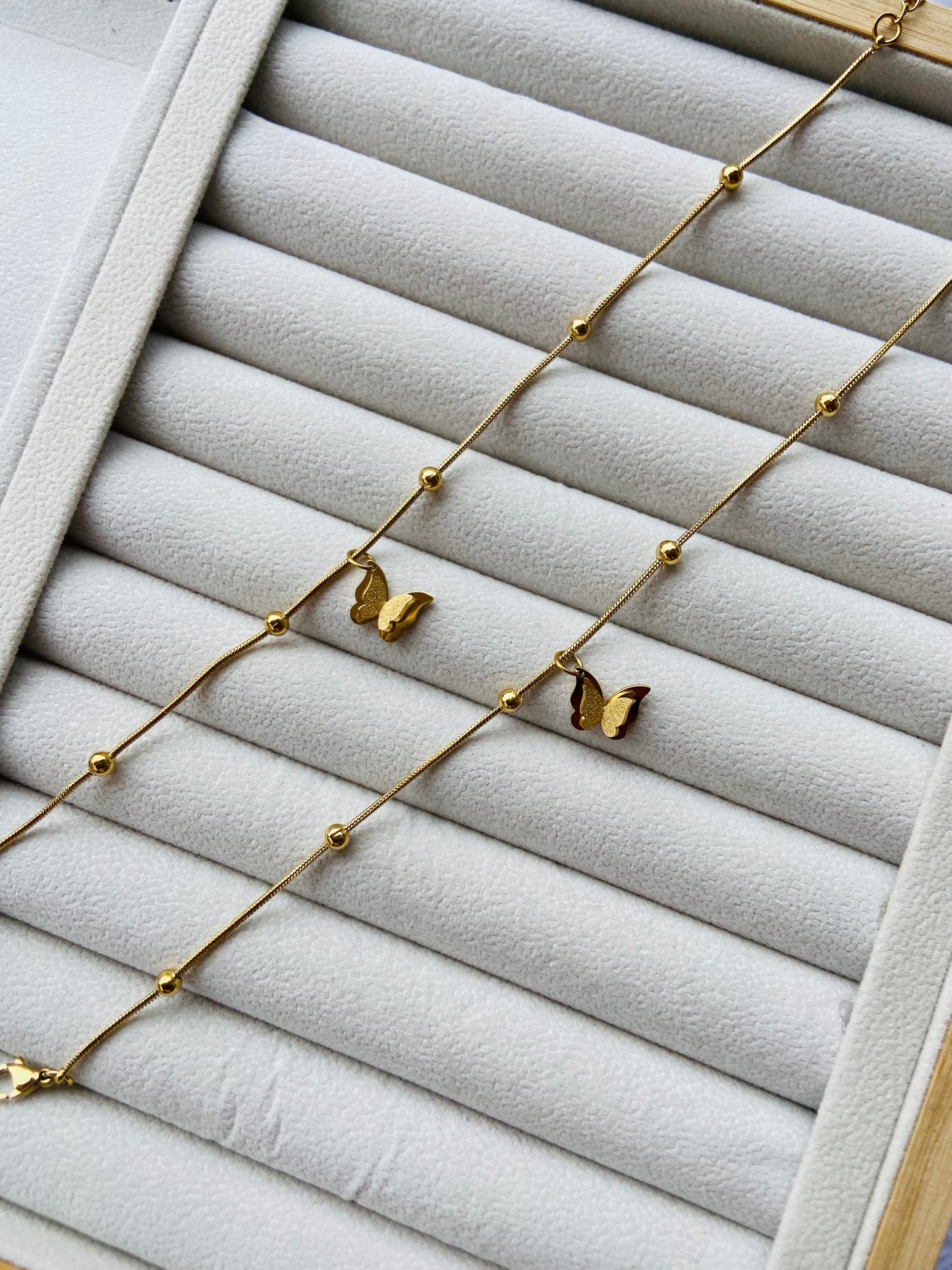 Anti tarnish butterfly anklet