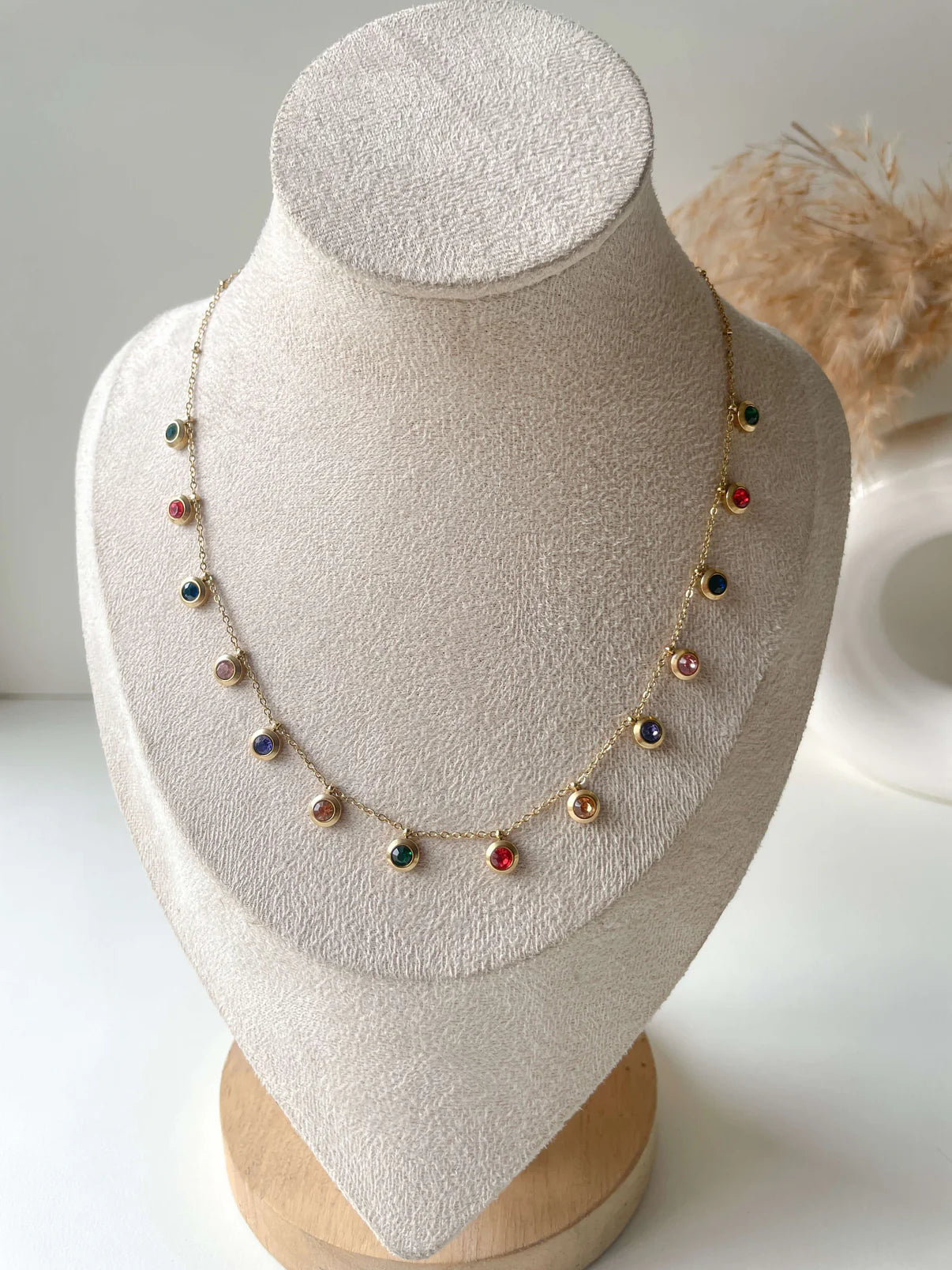 New Anti-tarnish multi stone necklace