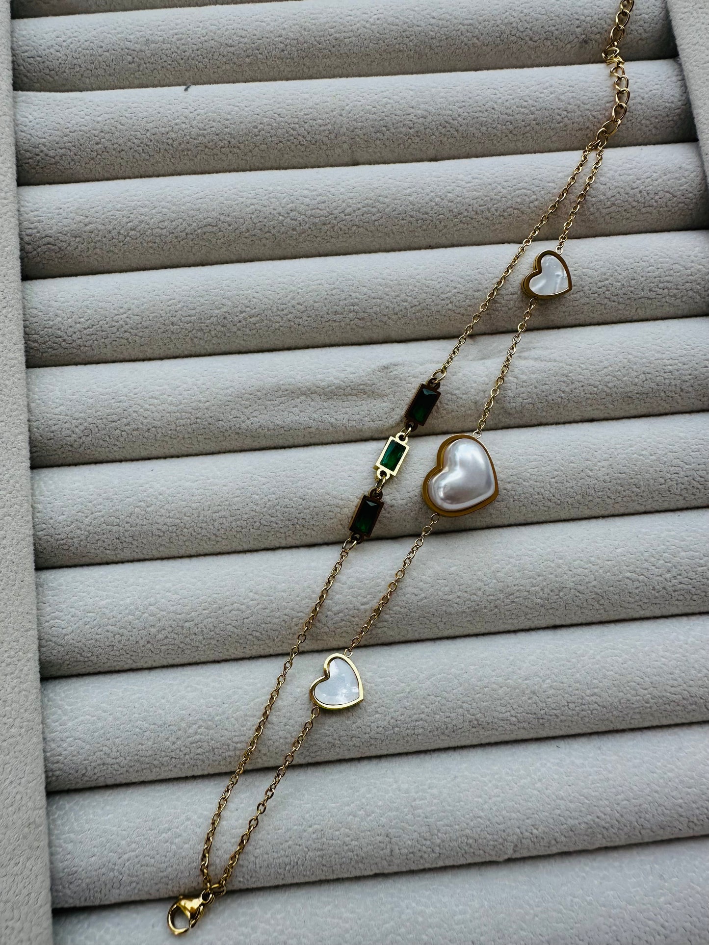 New Anti tarnish pearl heart bracelet