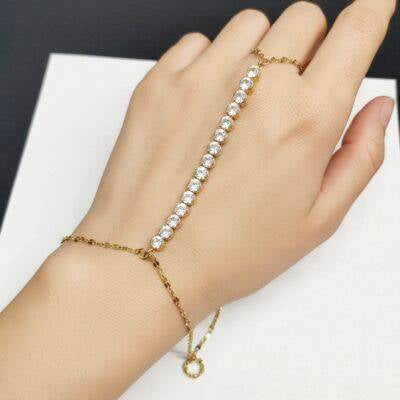 Anti tarnish white stone hand chain
