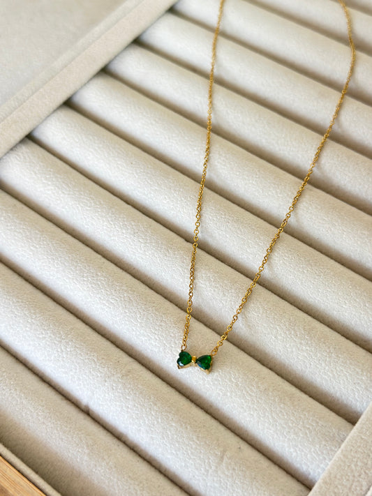 New anti tarnish cute green bow necklace