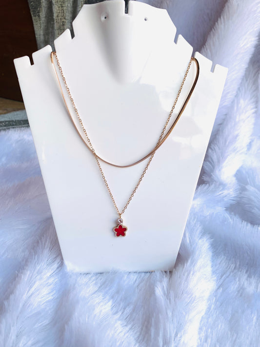 Anti tarnish snake double layer necklace red