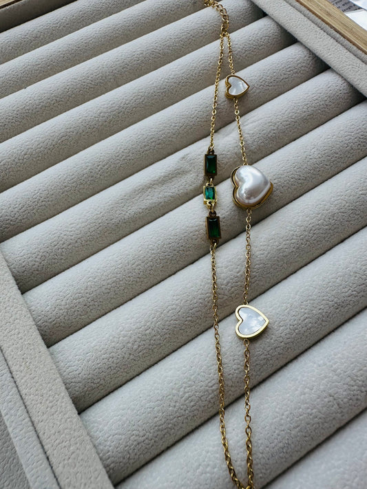 New Anti tarnish pearl heart bracelet