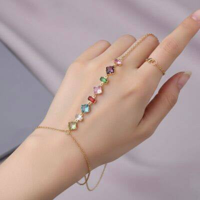 Anti tarnish stone hand chain
