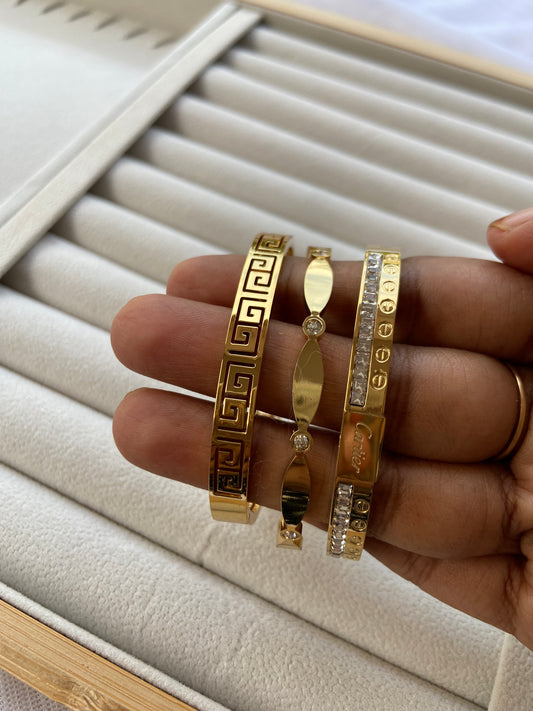 Anti tarnish stack bangle combo (3psc)