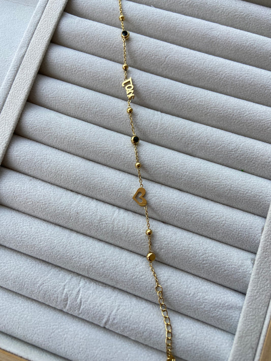 Anti tarnish love stone bracelet