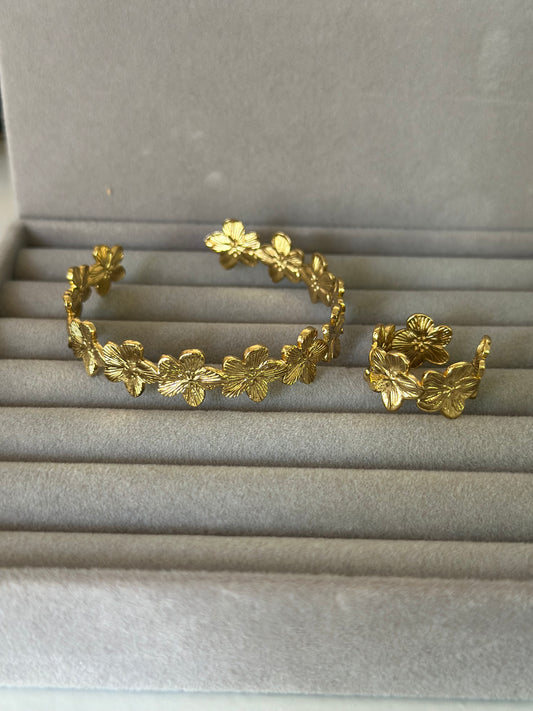 Anti tarnish adjustable bangle with ring combo