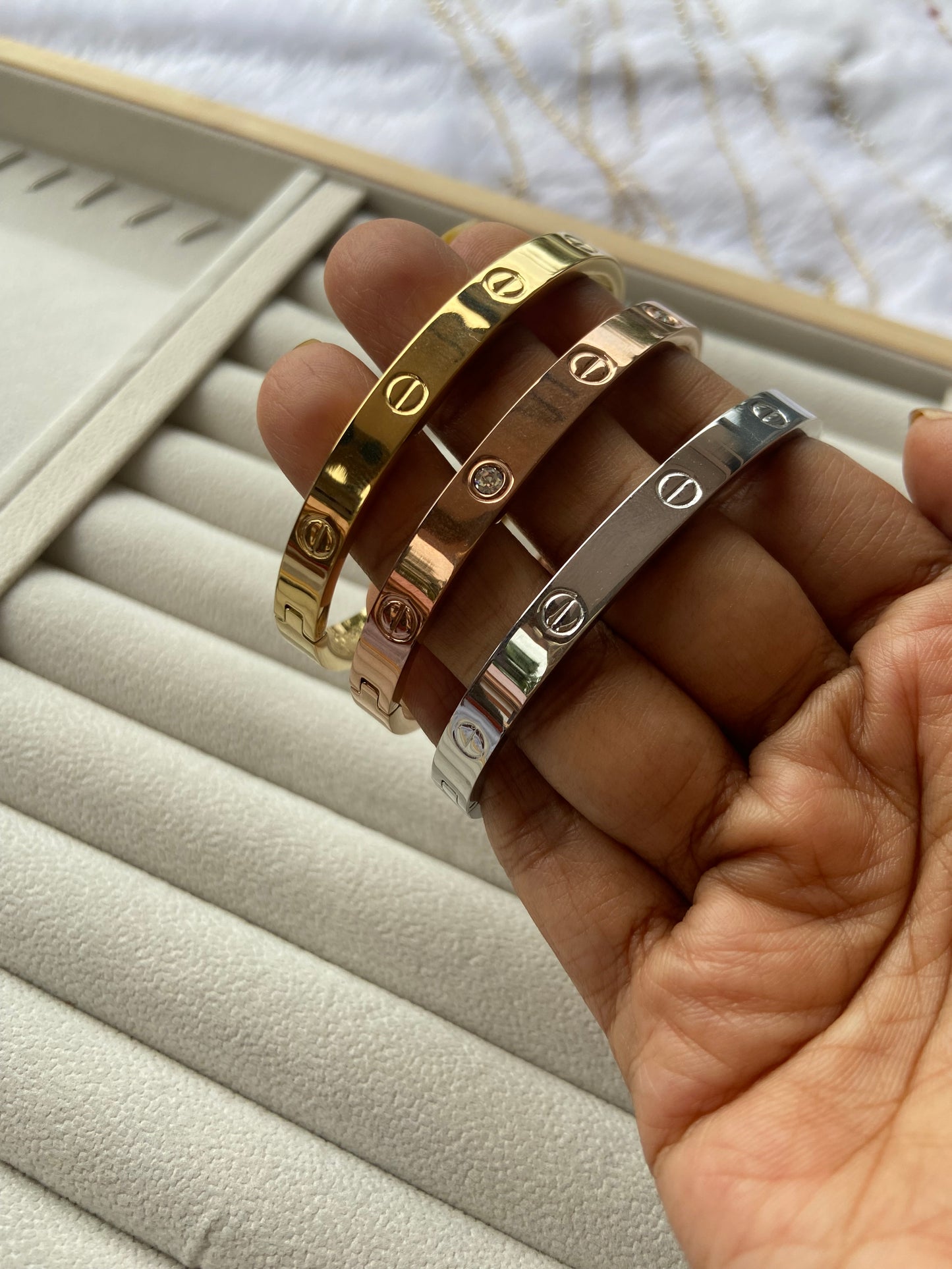 Anti tarnish cartier bangle combo