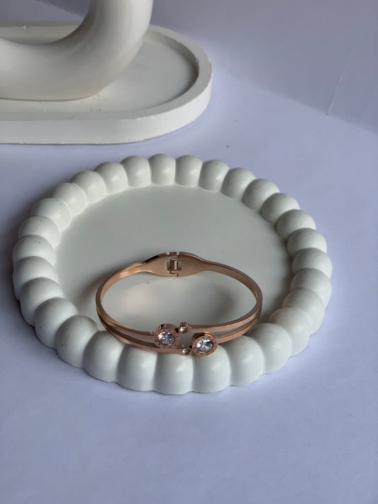 Anti tarnish double stone bangle