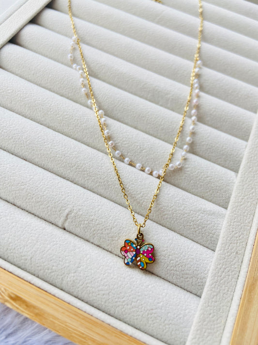 Anti tarnish kids pearl layer necklace