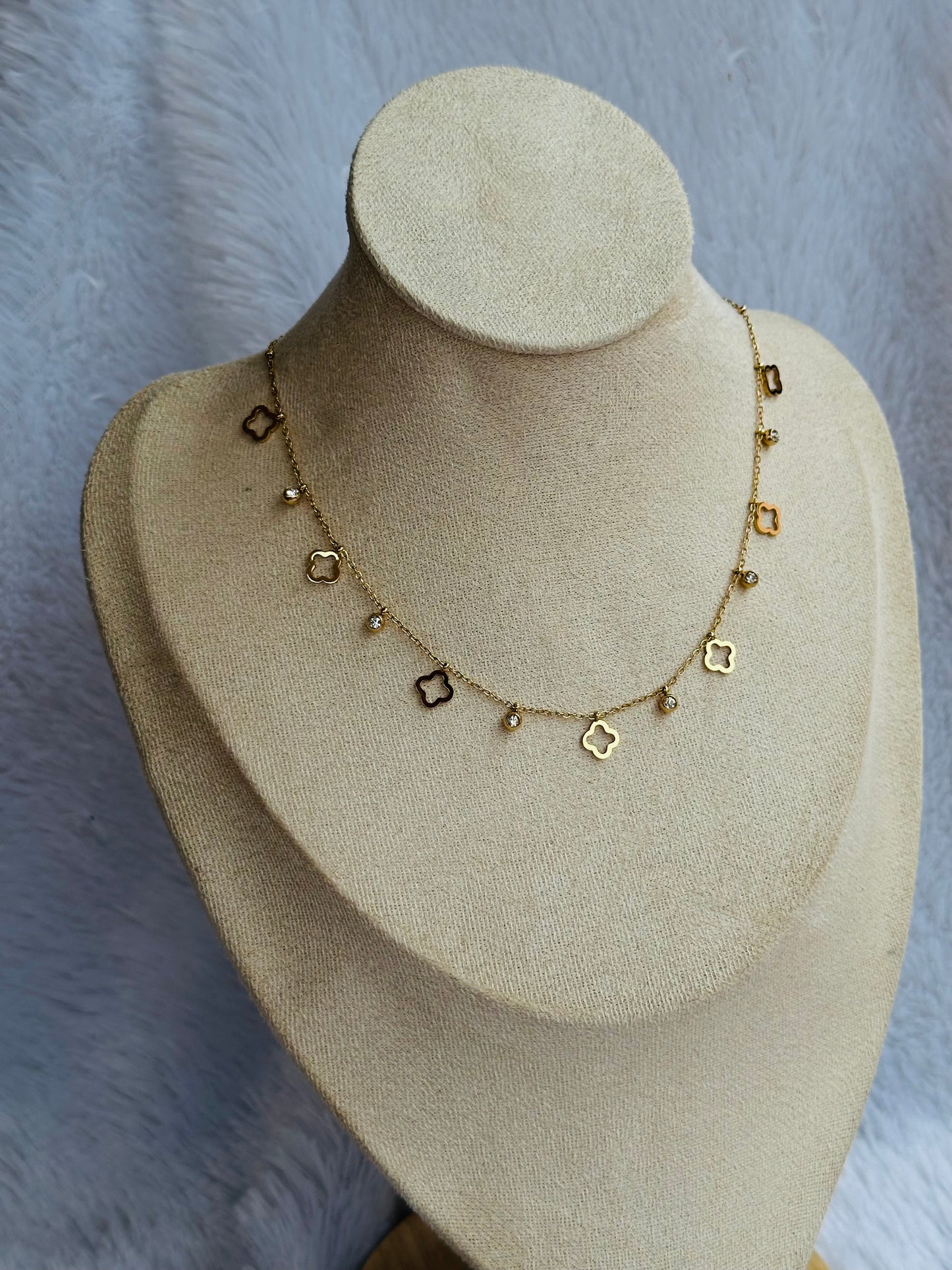 New anti tarnish clover charm necklace
