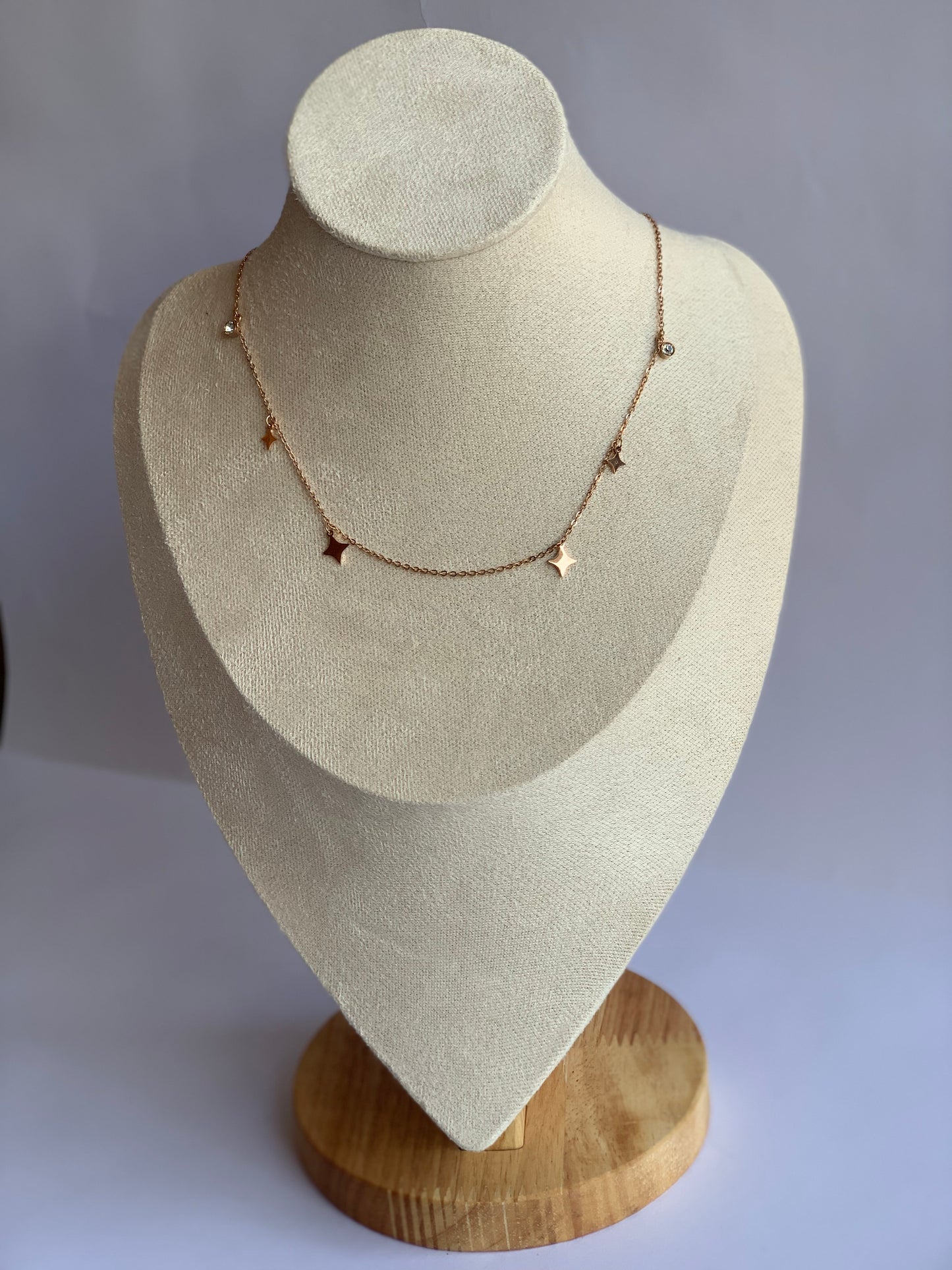 Anti tarnish diamond charm necklace