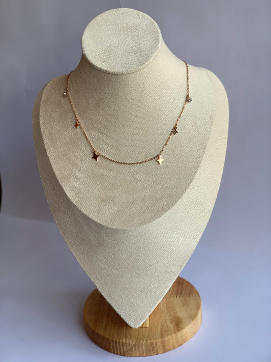 Anti tarnish diamond charm necklace