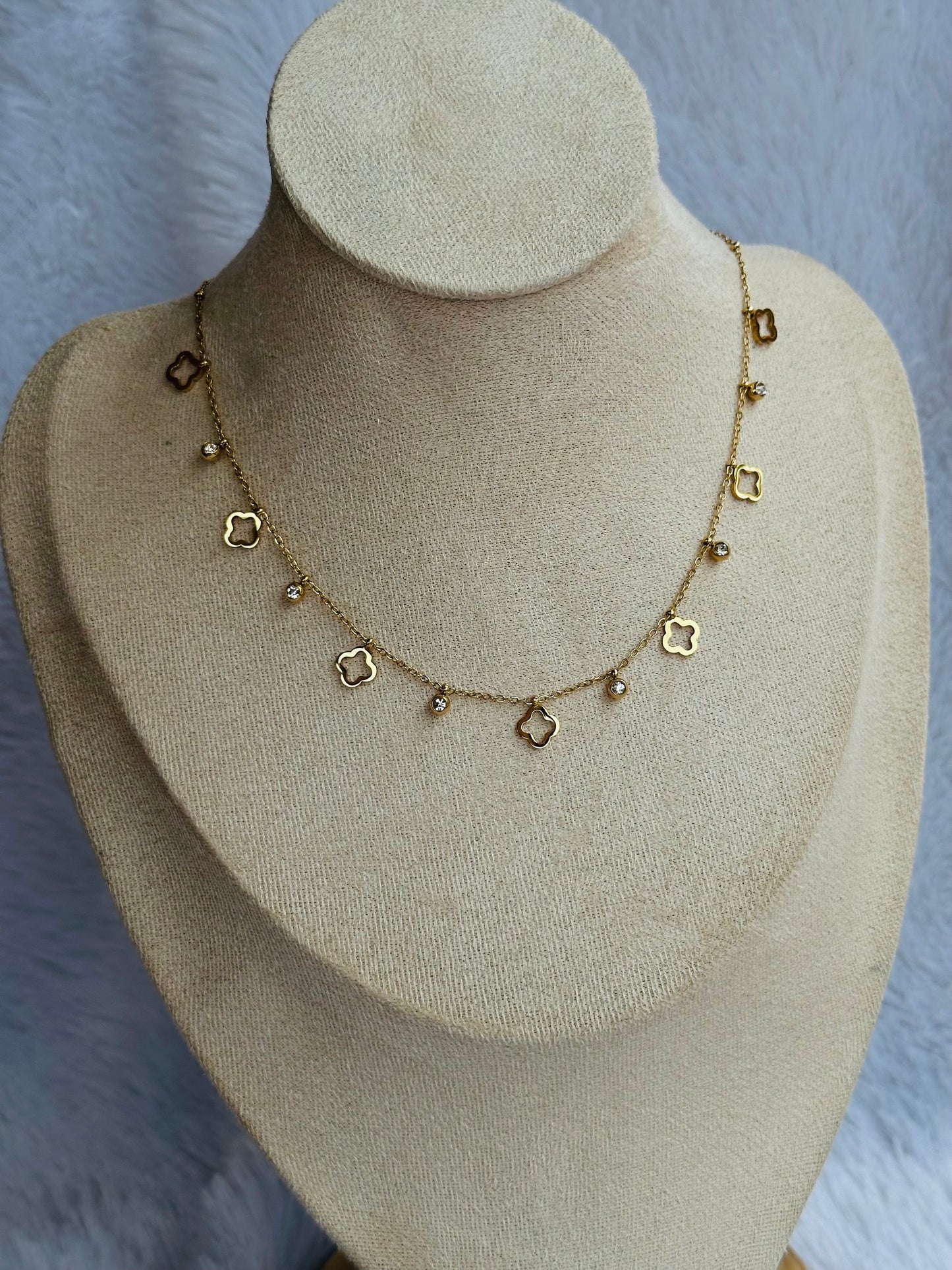 New anti tarnish clover charm necklace