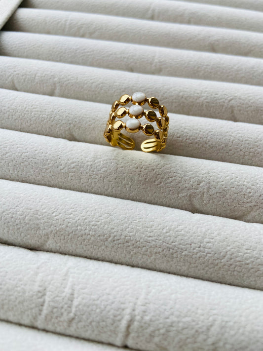 Anti tarnish marble ring triple layer