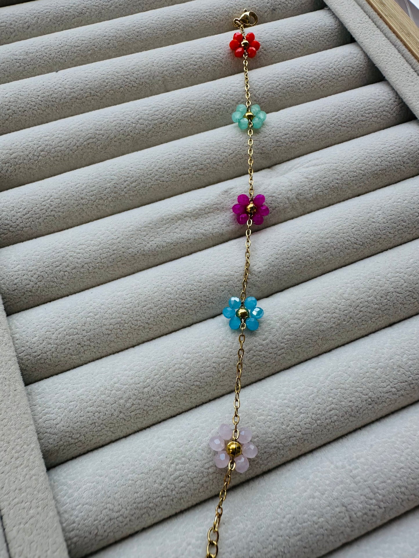 New anti tarnish multi crystal bead bracelet