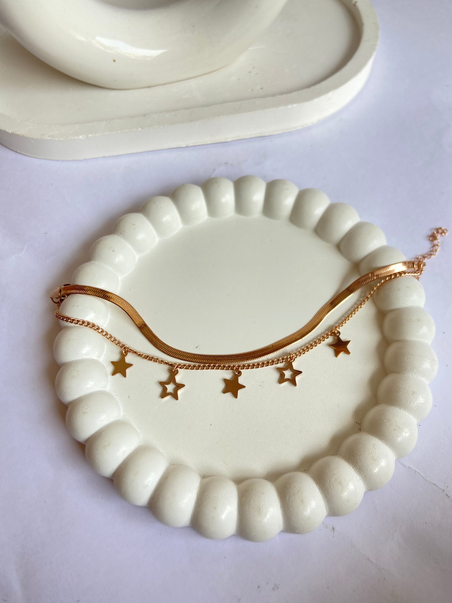 Anti tarnish rosegold double layer bracelet