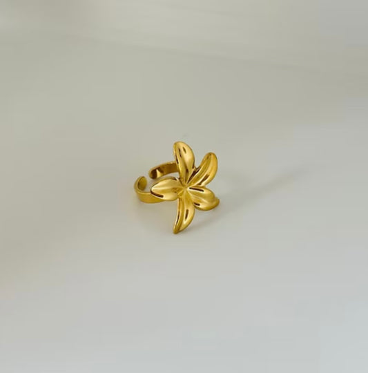 Anti tarnish adjustable flower ring 6