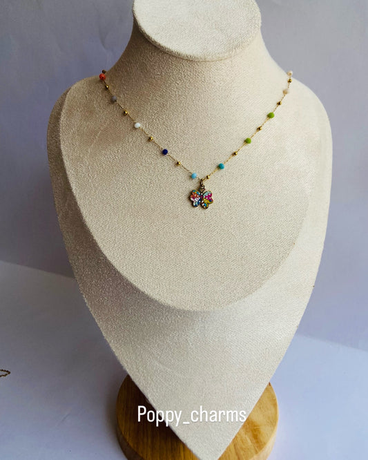 Anti Tarnish Kids crystal stone butterfly necklace