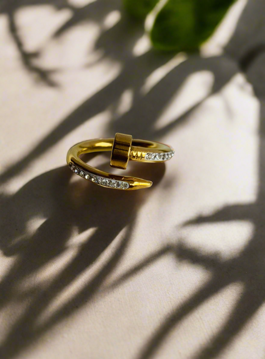 Anti tarnish nail stone ring