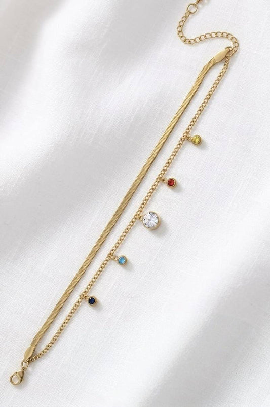 New Anti tarnish double layer multi stone bracelet