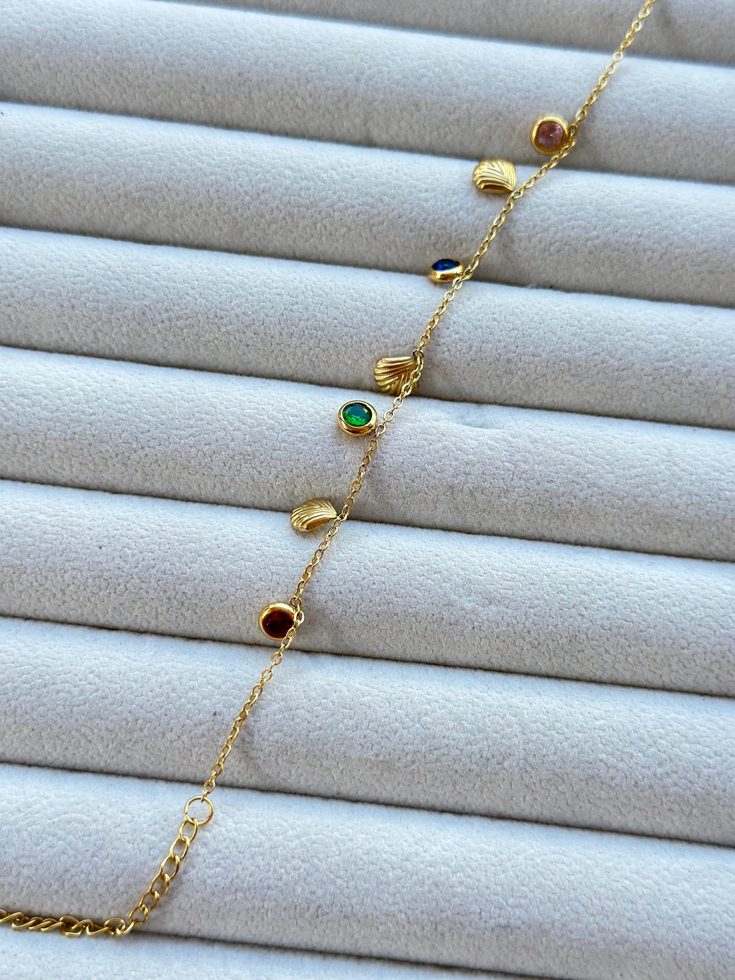 New Anti tarnish ocean shell multi stone bracelet