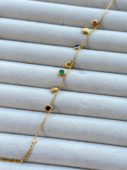 New Anti tarnish ocean shell multi stone bracelet