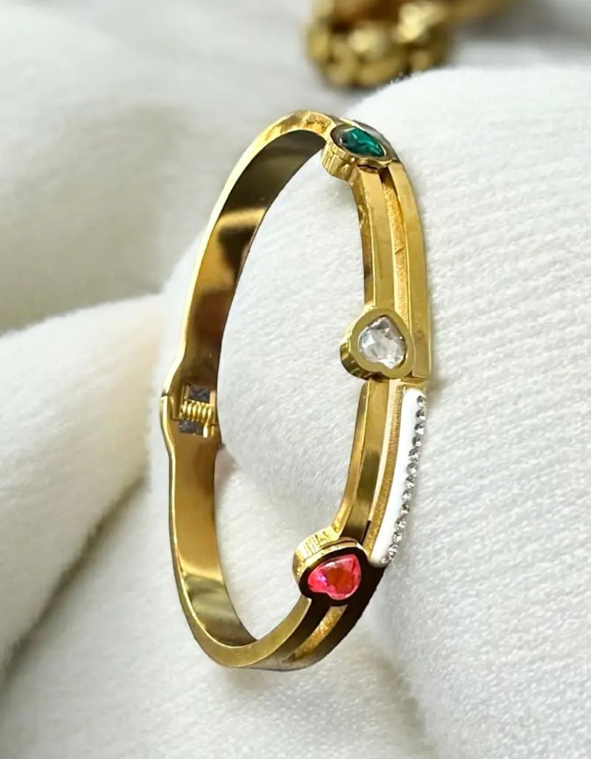 Anti tarnish multi stone bangle