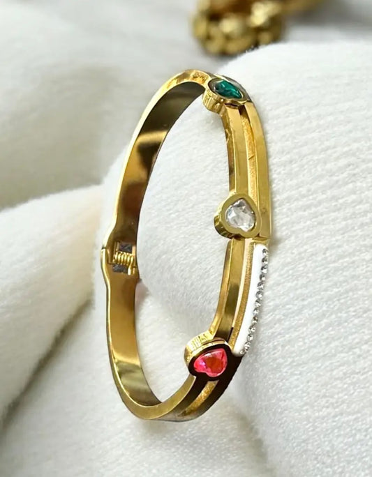Anti tarnish multi stone bangle
