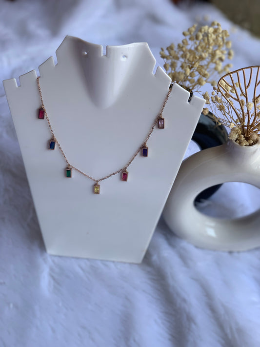 Anti tarnish multi stone necklace