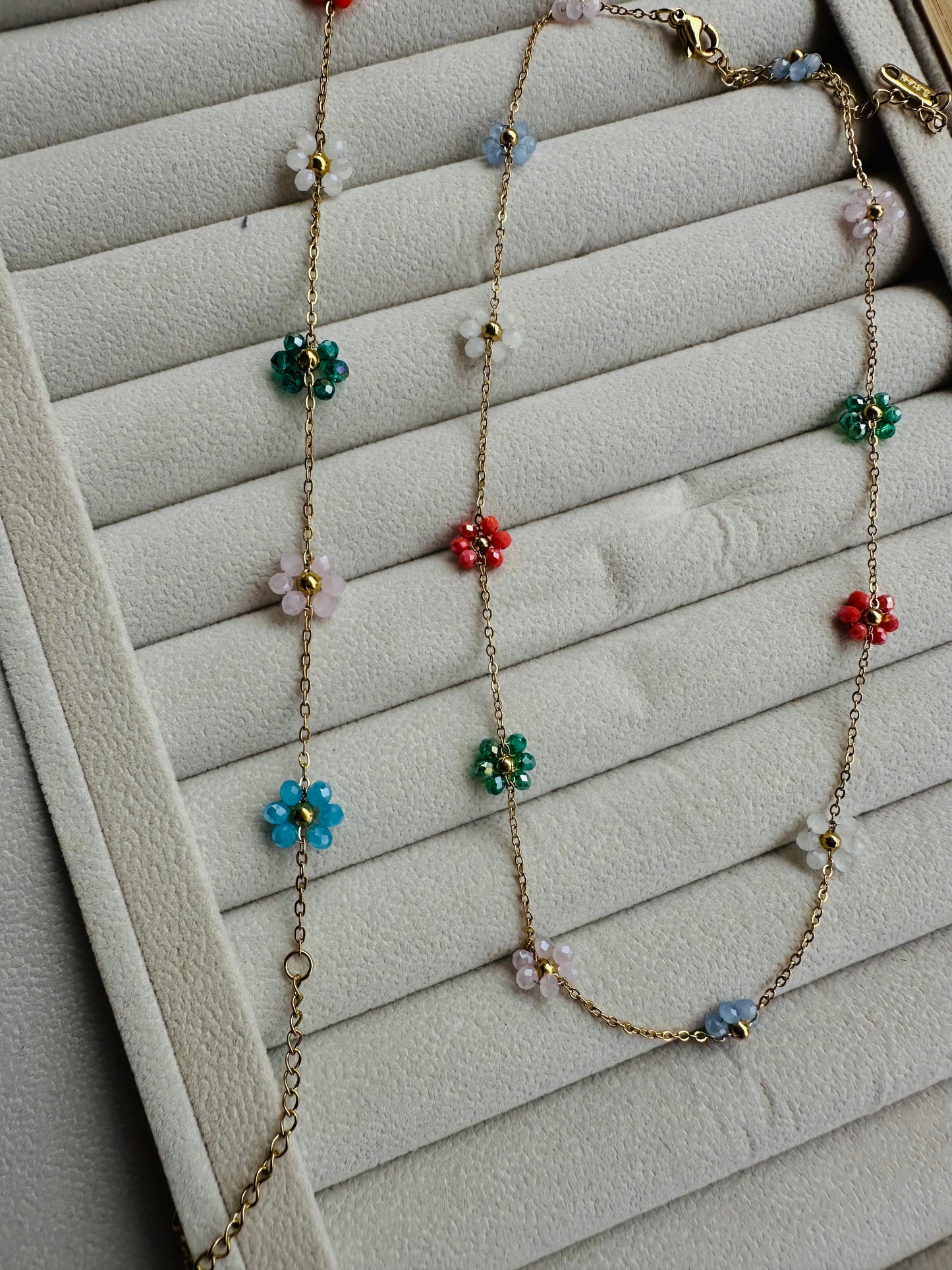 New Anti tarnish multi stone crystal bead necklace with bracelet set