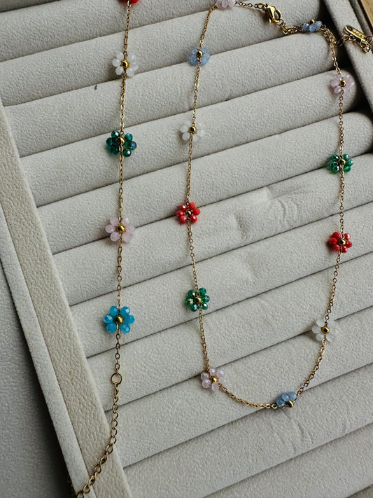 New Anti tarnish multi stone crystal bead necklace with bracelet set