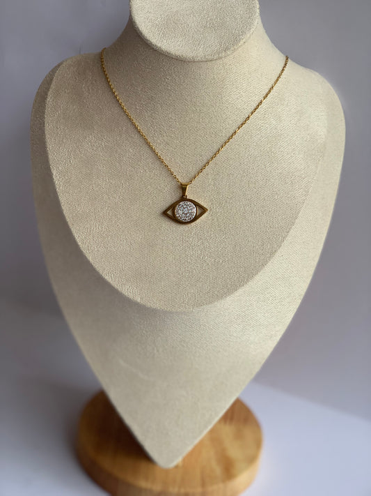 Anti tarnish evil eye necklace