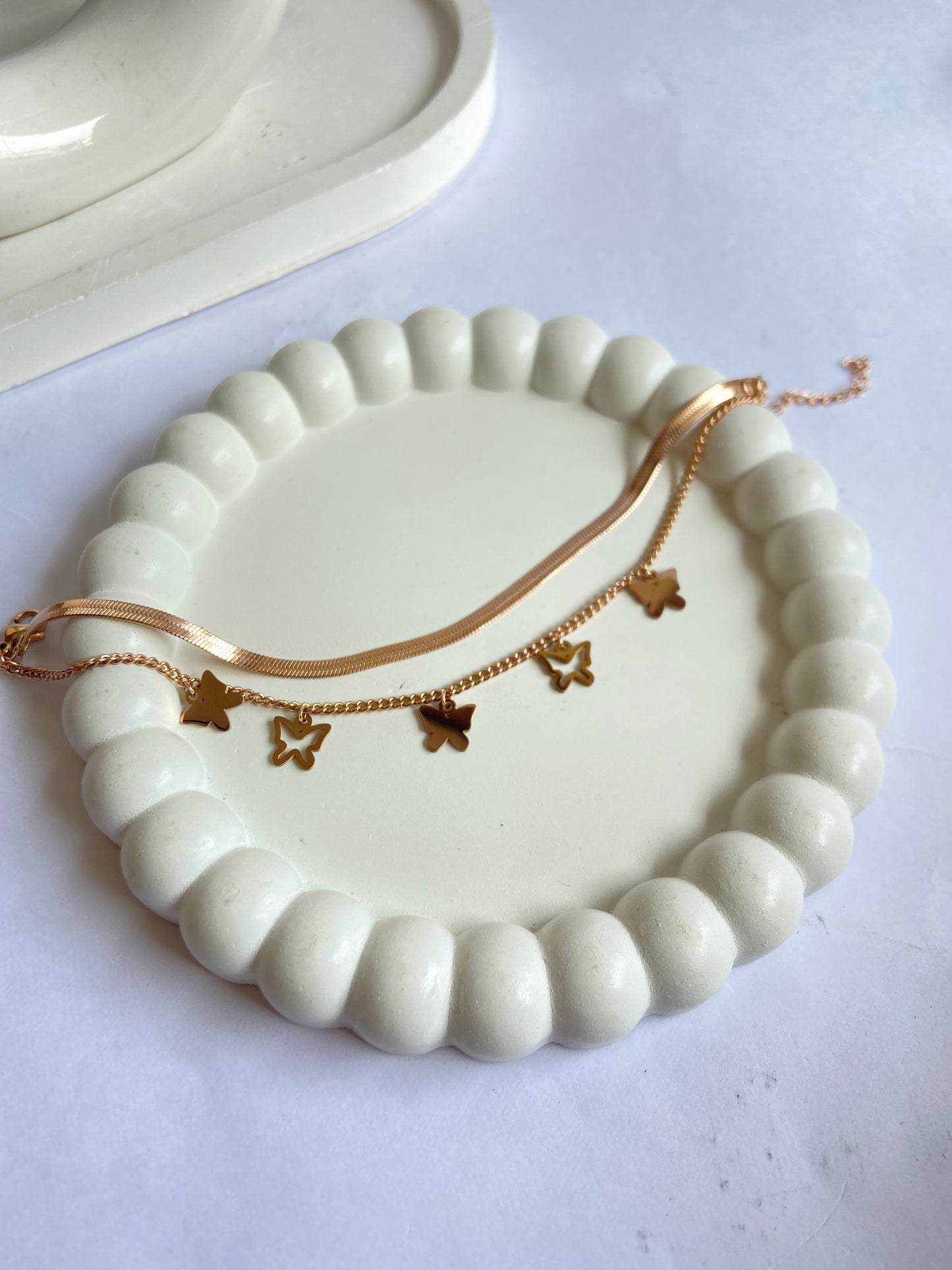 Anti tarnish rosegold double layer bracelet