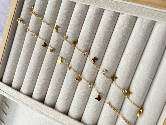 Anti tarnish butterfly stone Anklet