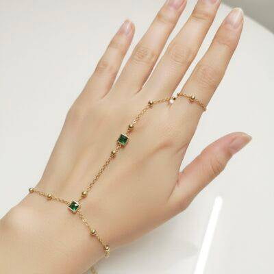 Anti tarnish green stone hand chain