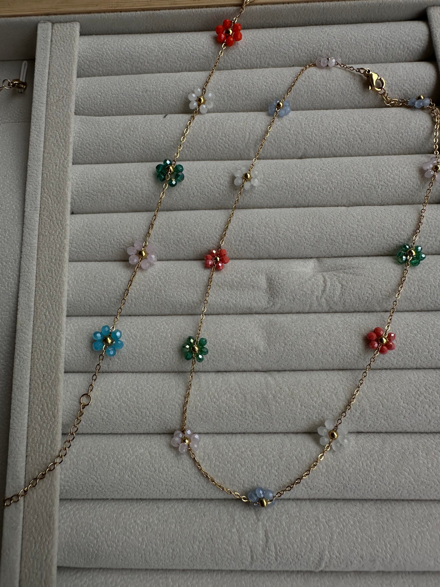 New Anti tarnish multi stone crystal bead necklace with bracelet set