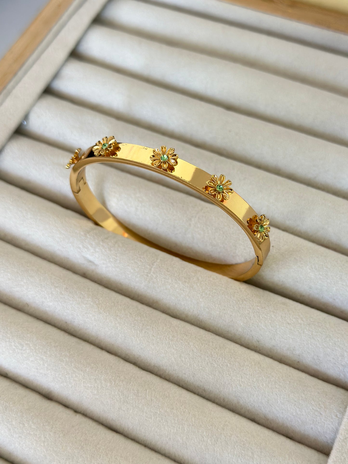 New anti tarnish flower bangle