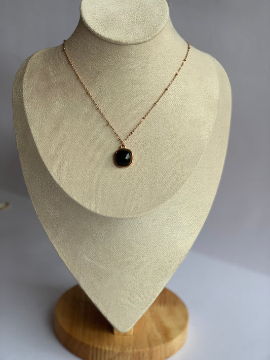 Anti tarnish blacksquare necklace
