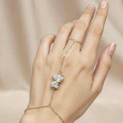 Anti tarnish double stone hand chain