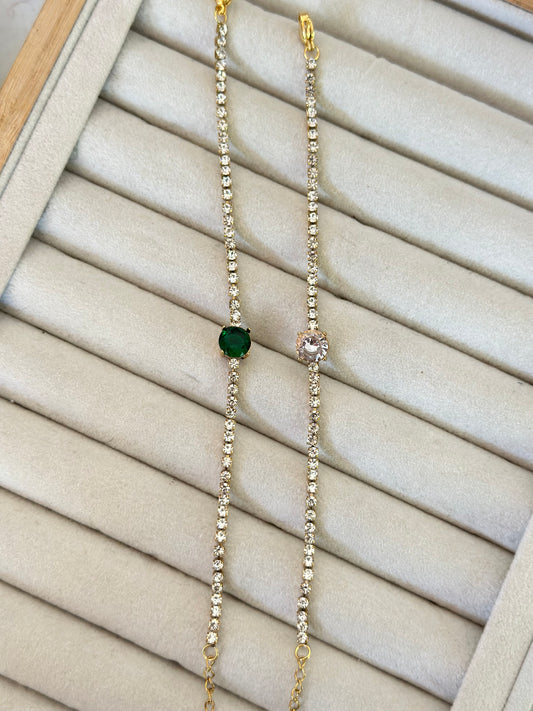 New anti tarnish tennis bracelet with big stone